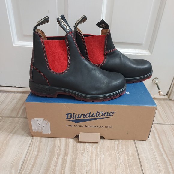 Blundstone Chelsea Black Red Boot - Picture 6 of 8